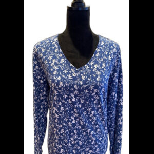 Croft & Barrow Night Gown Pajamas Sz XL Blue  Floral 60% Cotton SOFT + Stretch